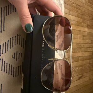 Marc by Marc Jacobs Gold Aviator Sunglasses with Brown Lenses